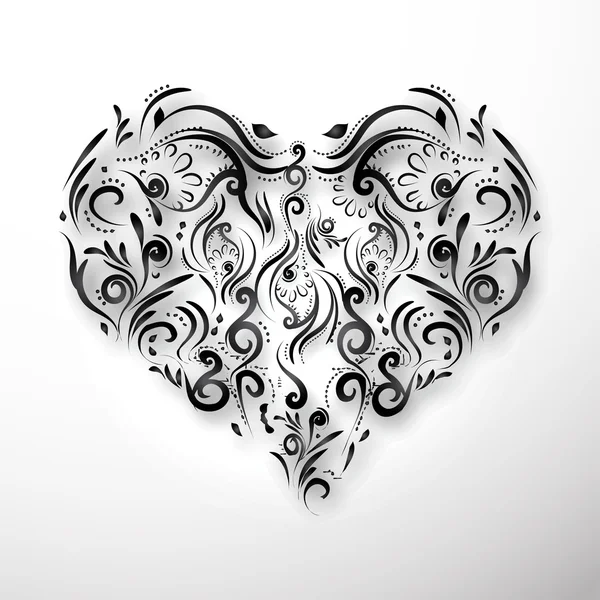Corazón floral ornamental — Archivo Imágenes Vectoriales