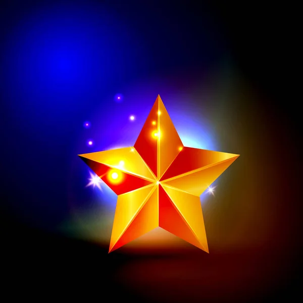 Gouden ster op heldere stralingsachtergrond. — Stockvector