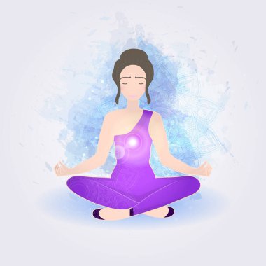 Vektör illüstrasyon konsepti Aura ve çakra, meditasyon.