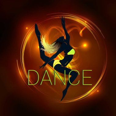 Sütunlarda dans eden genç seksi bir kadının vektör silueti..