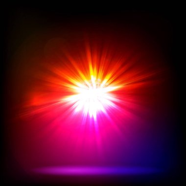 Ortasında ışık olan parlak çizgilerin soyut patlaması.