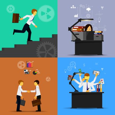 Küme iş infographics şablonu