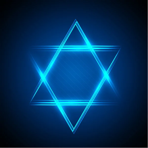 Neon star of David — Stok Vektör