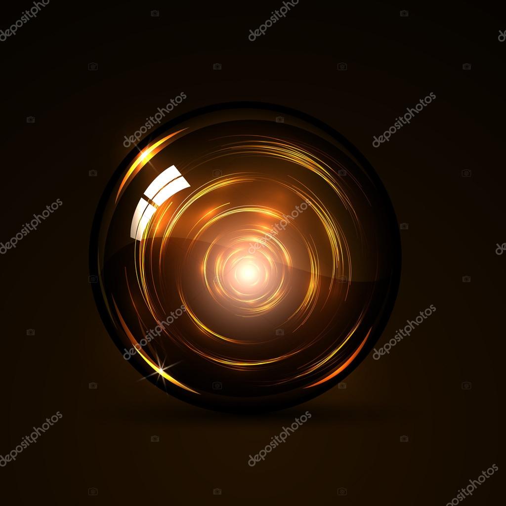 Vector illustration magic ball with neon lines inside on a dark background