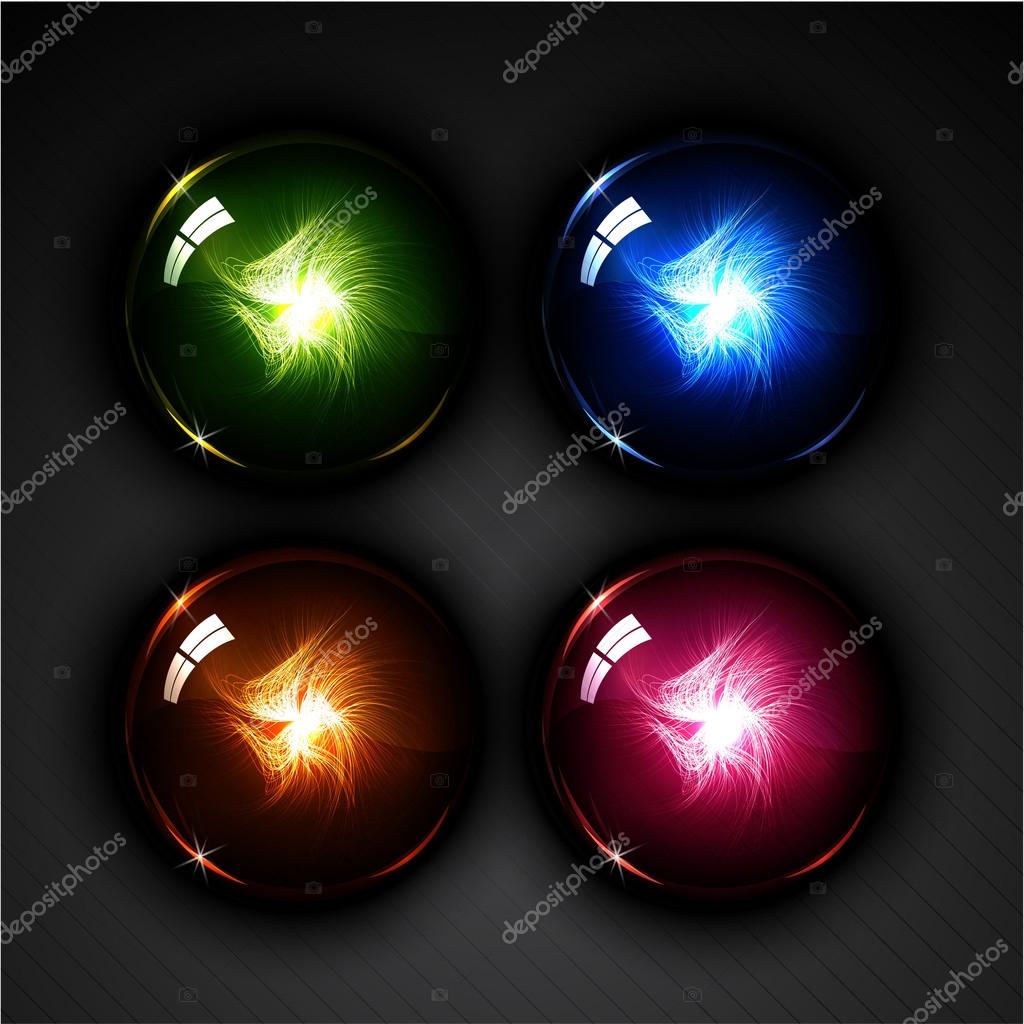 Vector illustration magic ball with neon lines inside on a dark background