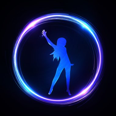 Neon afiş ile kız