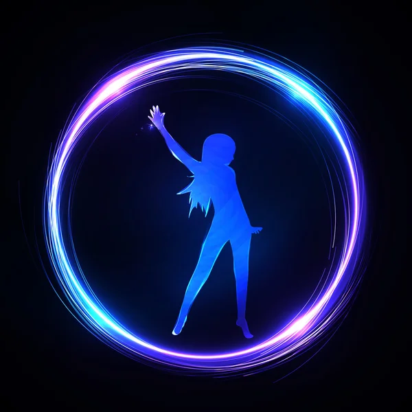 Neon afiş ile kız — Stok Vektör