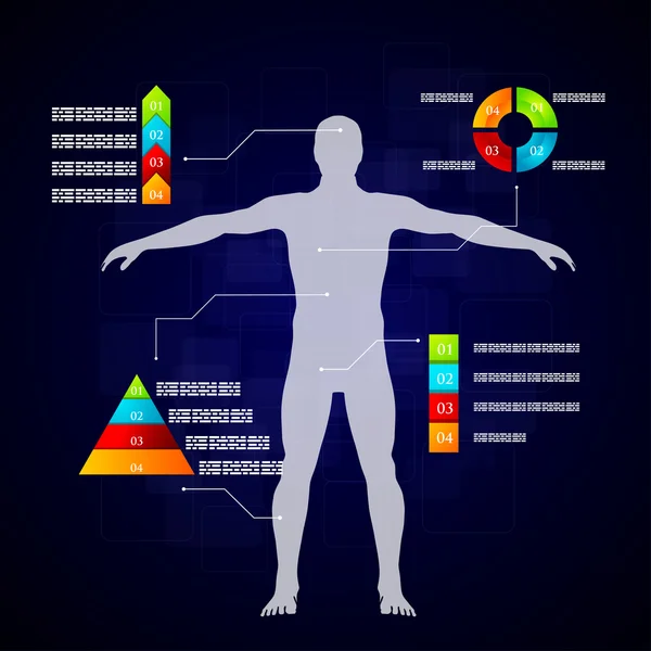 Tıp infographics. İnsan vücudunun şematik açıklaması. — Stok Vektör