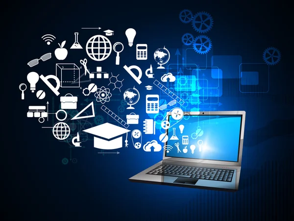 Düz stil online öğrenme simgeleri