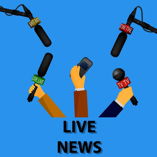 Concetto live news, reportage, interviste — Vettoriale Stock