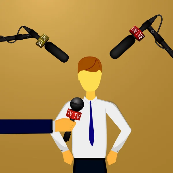 Концепция новостей, репортажей, интервью — стоковый вектор