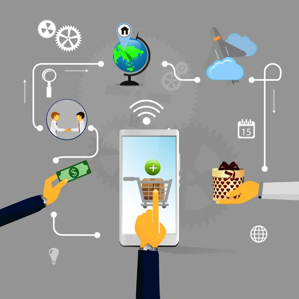 Proceso de compra online infografía — Vector de stock