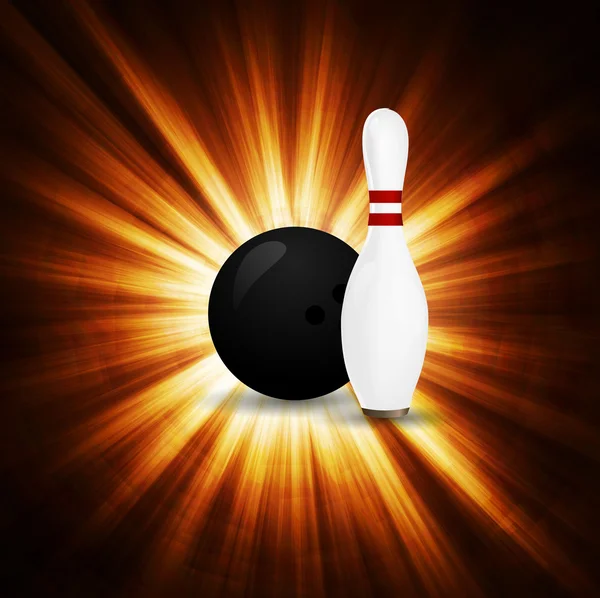 Bowling bal crashen en kegelen. — Stockvector