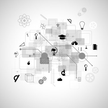 Düz stil online öğrenme simgeleri