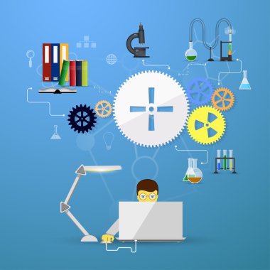 Kimya Infographic konik şişeler ve şişeler