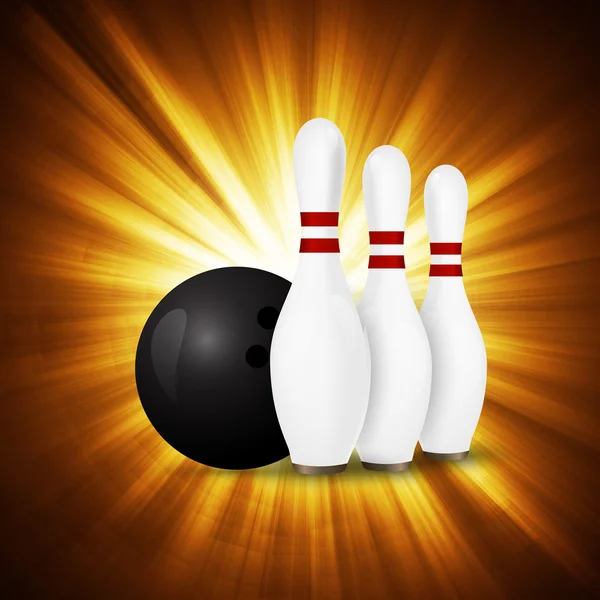 Bowling bal crashen en kegelen. — Stockvector