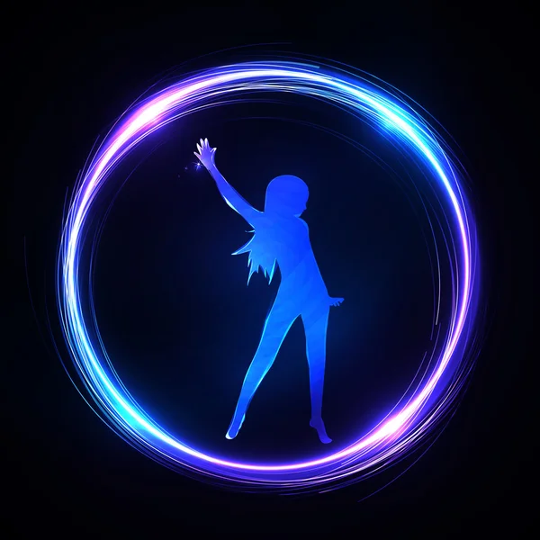 Neon girl dancing — Stock Vector