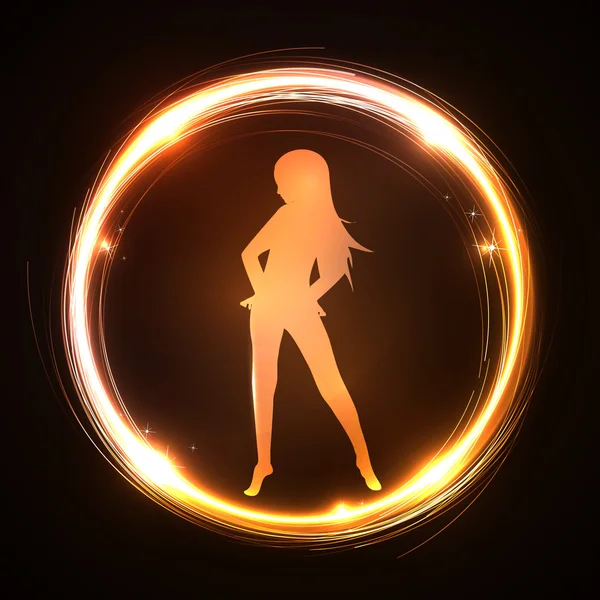 Neon girl dancing — Stock Vector