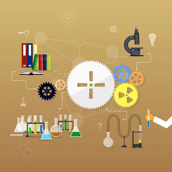 Chimie infographie fioles coniques et béchers — Image vectorielle