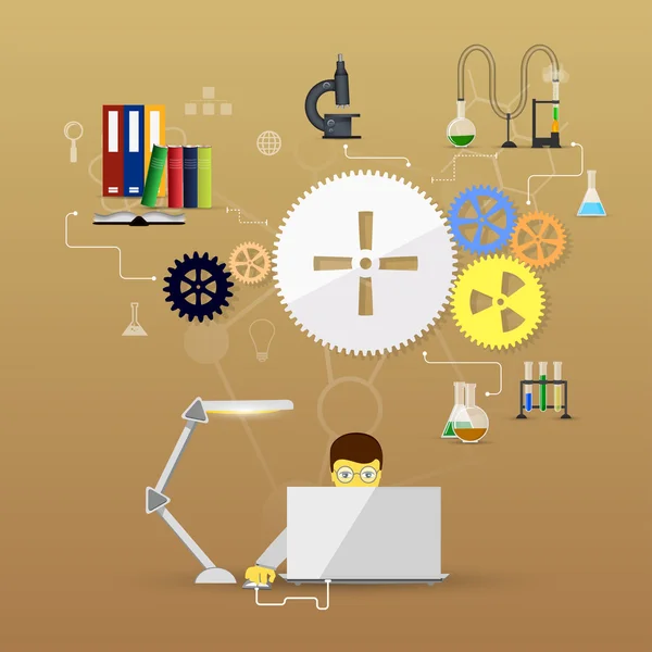 Chemie infographic erlenmeyers en bekers — Stockvector