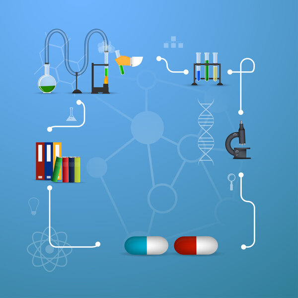 Инфографические колбы и мензурки для химии
