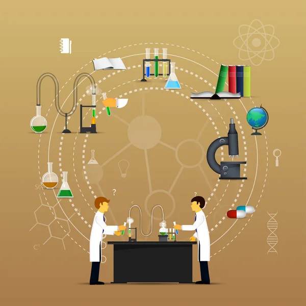 Frascos e copos cónicos infográficos de química —  Vetores de Stock