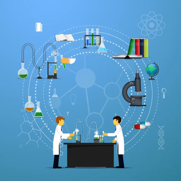 Chemie infografische konische Kolben und Becher — Stockvektor