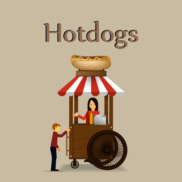 Illustration av en hotdog stå — Stock vektor