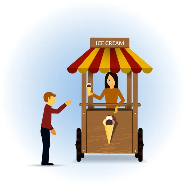 Retro ice cream stand — Stock Vector