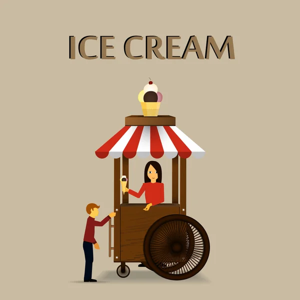 Retro ice cream stand — Stock Vector