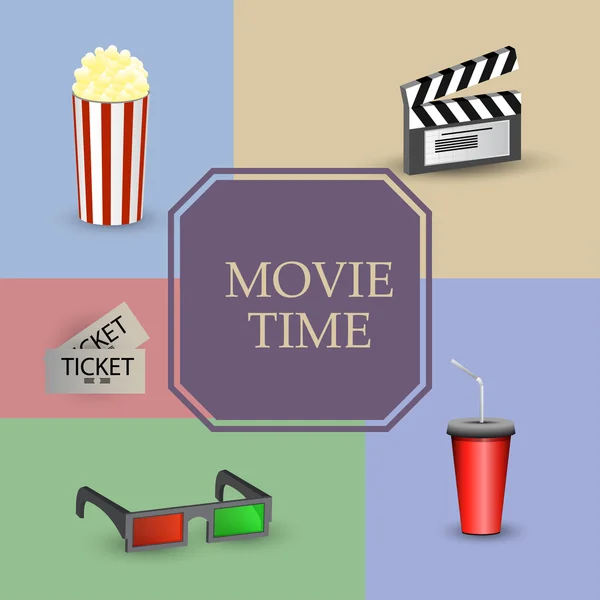 Cinema movie time sketch poster — Stock Vector