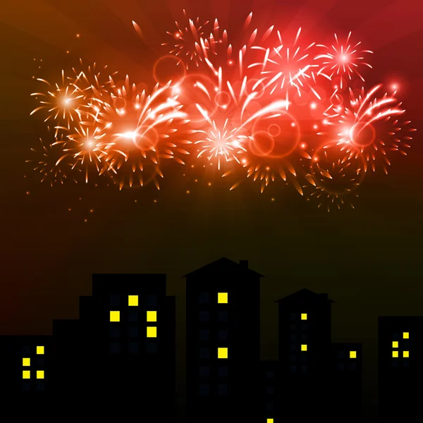 Fireworks against a dark background. — Stock Vector