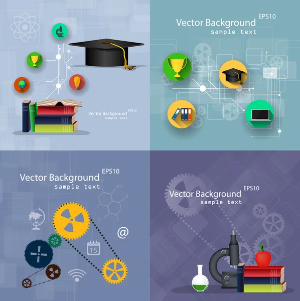 Concepts of education. A set of backgrounds. — Stock Vector