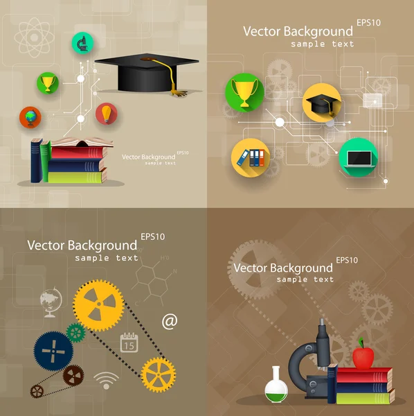 Concepts of education. A set of backgrounds. — Stock Vector