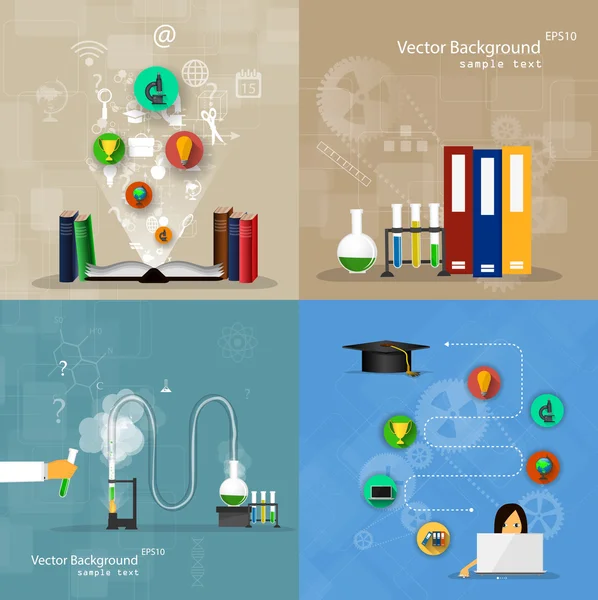 Concepts of education. A set of backgrounds. — Stock Vector