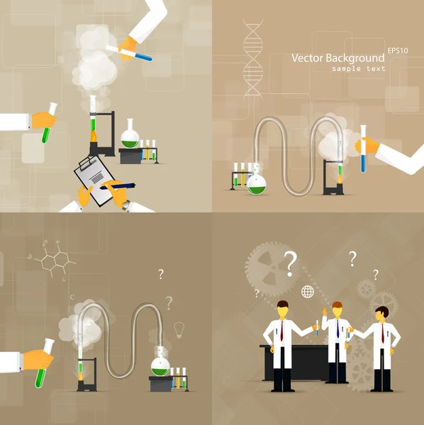 Científicos en laboratorios que realizan investigaciones — Vector de stock