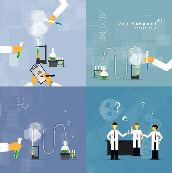 Científicos en laboratorios que realizan investigaciones — Vector de stock