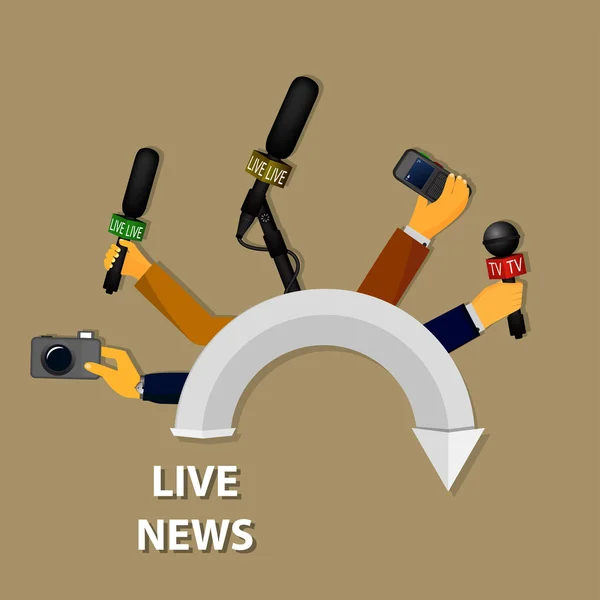 Concept live news, reports, interviews — Stock Vector