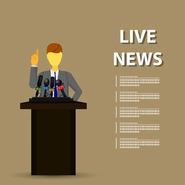 Begreppet live nyheter, rapporter, intervjuer — Stock vektor