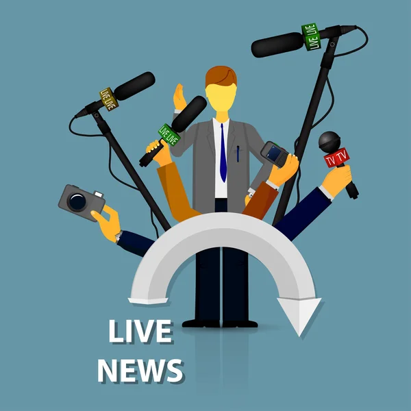 Concept live news, reportages, interviews — Image vectorielle