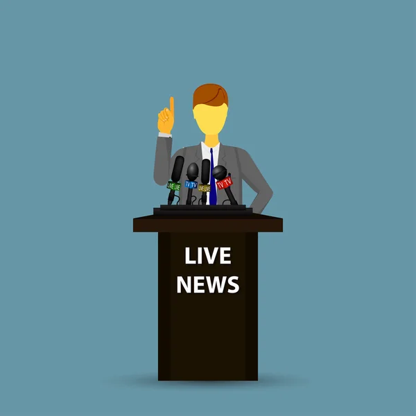 Konzept Live-Nachrichten, Reportagen, Interviews — Stockvektor
