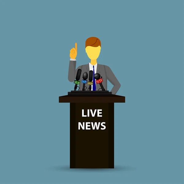 Concept live news, reportages, interviews — Image vectorielle