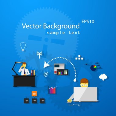 düz simgeleri ile iş şablonu.