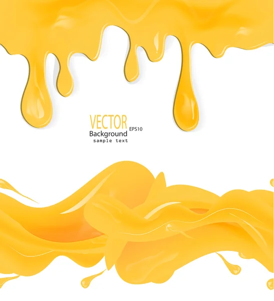 Honey drips seamless patterns and blots — Stock Vector