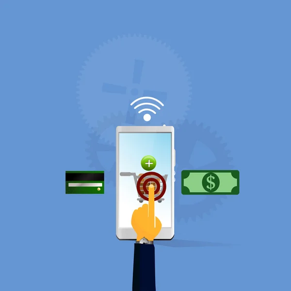 Mobilní platby přes internet — Stockový vektor