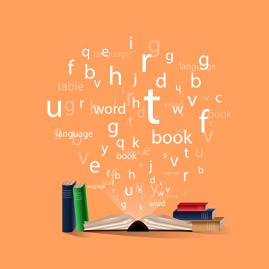 open book with departing letters