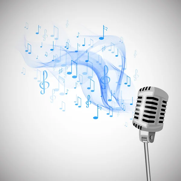 Mikrofon ve nota — Stok Vektör