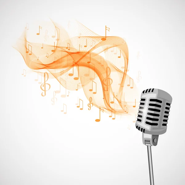 Microphone and musical notes — Stock Vector