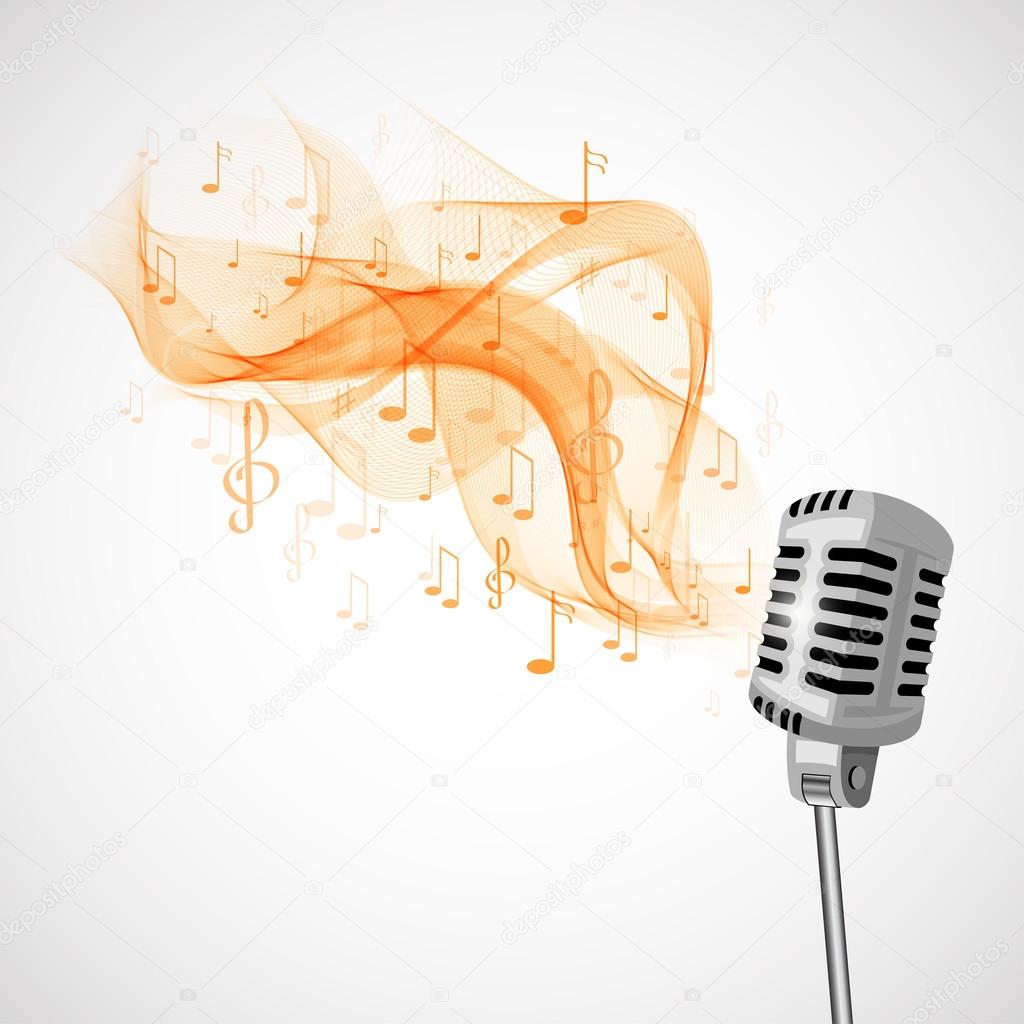 microphone and musical notes