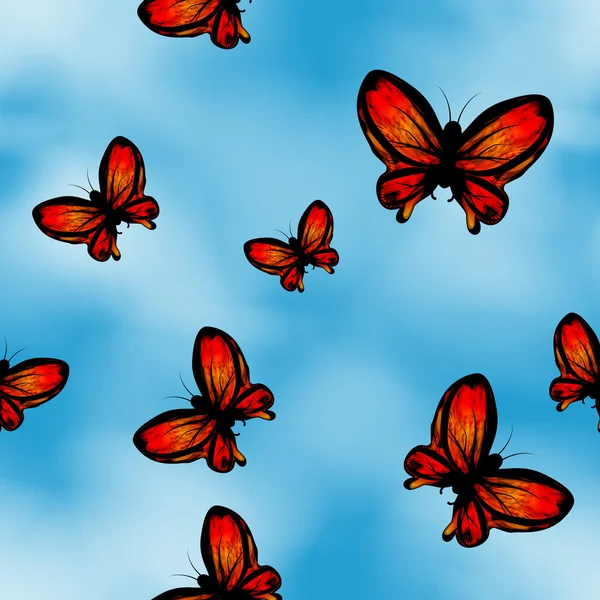 Pillangók repülnek az égen. — Stock Vector